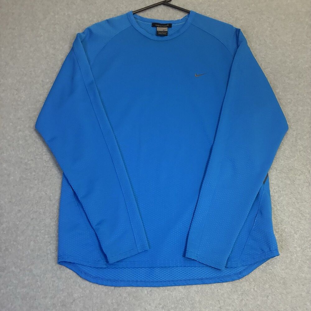 Nike Sphere Long Sleeve Shirt Men’s Large Blue Athletic Running Training Top